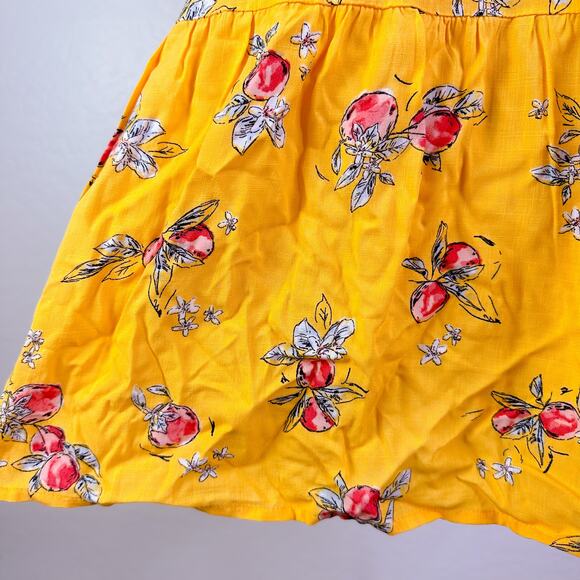 Floral Sleeveless Square Neck Spaghetti Strap Tunic Mini Dress Gold Yellow S NWT - Picture 3 of 12